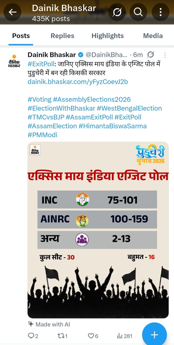 Dr_MonikaSingh_'s tweet image. पुडुचेरी में कुल 30 सीटों में से कांग्रेस 101 जीत सकती है 😂

ये कारनामा भारत में ही संभव है।

और फिर बोलते हो लोग एग्जिट पोल पर भरोसा क्यों नहीं करते