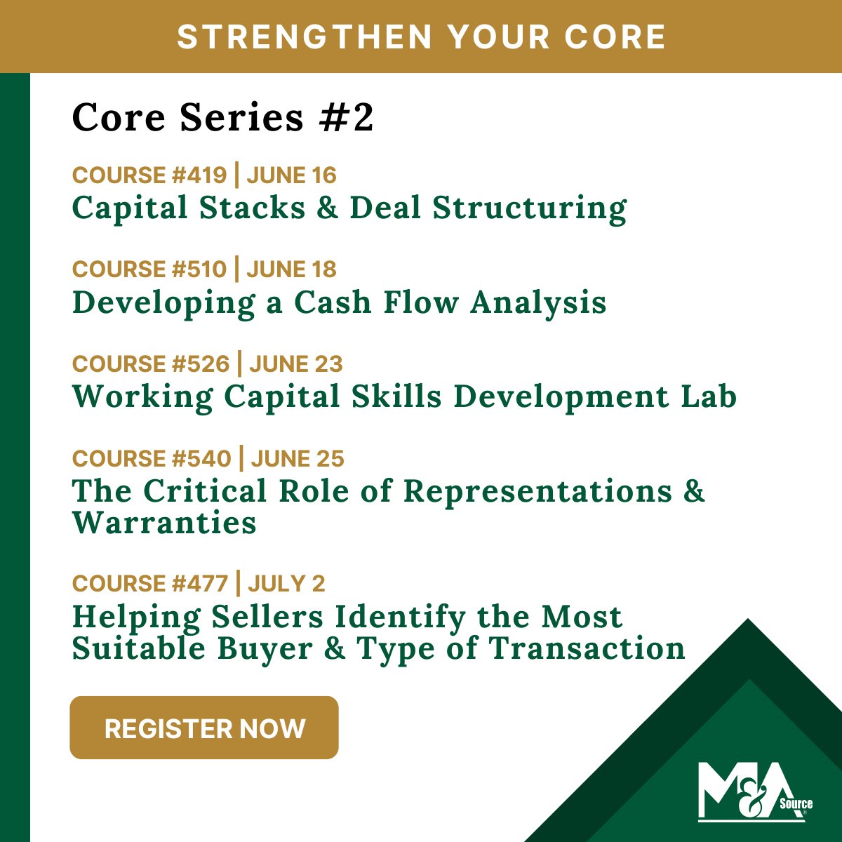 MAsource's tweet photo. The Spring Conference &amp; Deal Market is just around the corner. Are you thinking about what comes next Continue building your foundation in M&amp;A with Core Series #2.

Learn more &amp; register: https://t.co/WwSPjw51S3 https://t.co/xrV1G14OmX