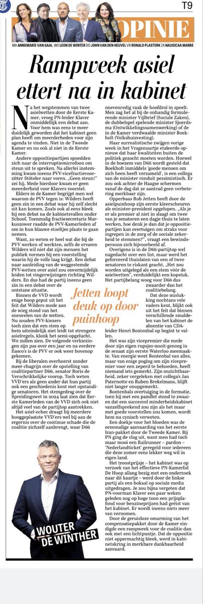 Rampweek? Nee Wouter, dit is gewoon beleid

Wouter de Winther noemt het in zijn Telegraaf column een rampweek. Alsof het kabinet per ongeluk over een bananenschil gleed, alsof chaos uit de lucht kwam vallen, alsof niemand dit zag aankomen. Maar voor iedereen buiten de Telegraaf