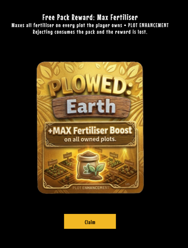 rlendy's tweet photo. Gm gm! On todays FREE DAILY PACK, I hit the JACKPOT, LEGENDARYMAX FERTILIZER BOOST!

Im playing @plowedearth, a strategy board game on Solana, where you use $ROOT to buy plots and claim rent from ownership!

Join using my referral code:
122FA28B9190C238

See you in the fields!🚜 https://t.co/Lib3xzT96x