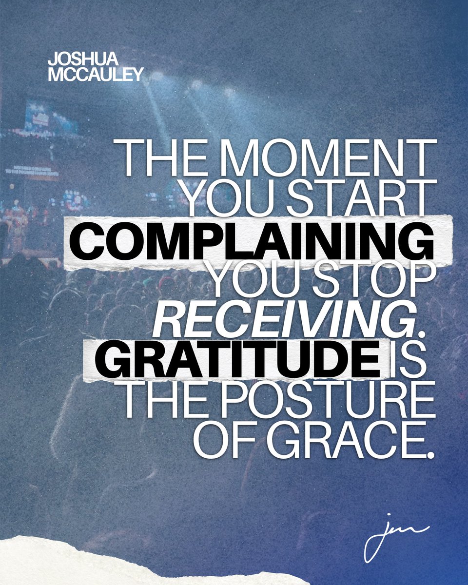 joshuamccauley's tweet photo. Complaining and grace cannot occupy the same heart.
Because complaining keeps your eyes on what is missing.
Gratitude keeps your eyes on what He has already given.

#GraceLife #PostureOfGratitude #OpenHands #FinishedWork #RhemaBibleChurch #SouthAfrica https://t.co/Ekw4ZzujJi
