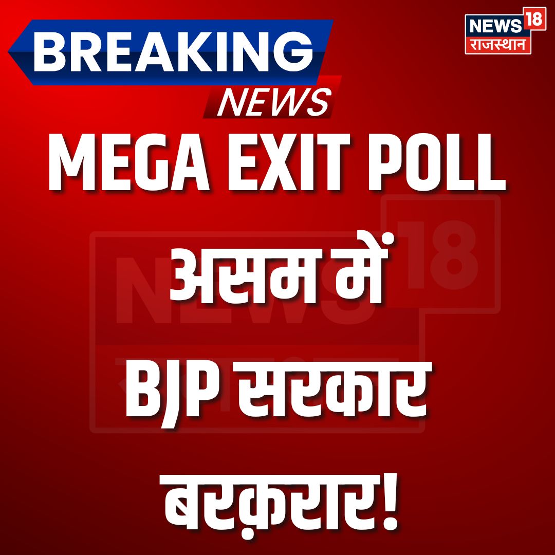 News18Rajasthan's tweet image. असम में MEGA EXIT POLL में BJP सरकार बरक़रार...BJP को 90-100 सीट का अनुमान...कांग्रेस को 23-33 सीट का अनुमान..हिमंता बिस्व सरमा पर भरोसा कायम
#AssamExitPoll2026 #BJP #Congress #ExitPoll