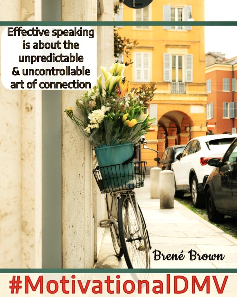 motivationdmv's tweet image. 🌼Good Morning! Effective speaking is about the unpredictable &amp;amp; uncontrollable art of connection-Brené Brown

#wednesdaythought #WednesdayMotivation #MotivationalDMV #wednesdaymorning #wednesdayvibes #wednesdaywellness
#GoodWednesday