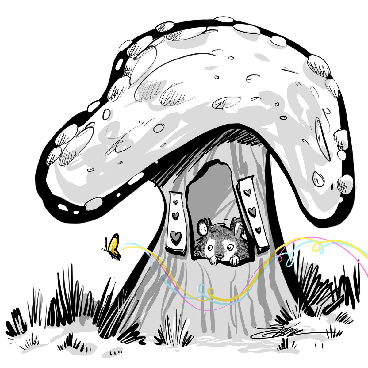 erminski's tweet image. ☔️Happy April 🌸
Today’s prompt is MUSHROOM HOME
#erinsart #erinscat #freehand #characterdesign #erinsdoodles #doodleadayapril #stopdropdoodle #stopdropdoodlechallenge 
@petite_planner @Procreate