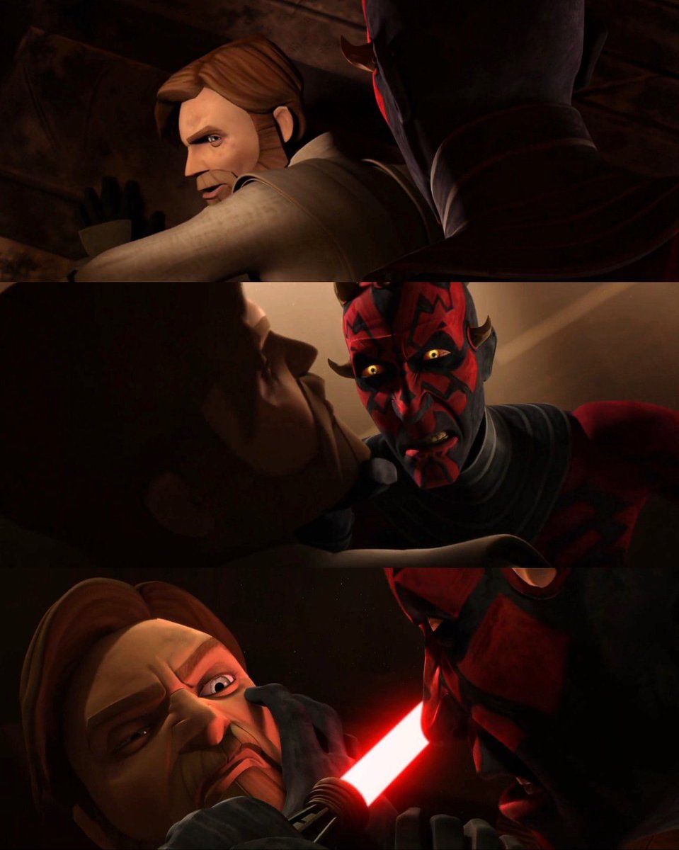 «—¿Sabes? Cuando te partí en dos debí haber apuntado al cuello.
—¿Tienes algo más que decir?
—Me gustan esas piernas, te hacen más alto.»

Obi-Wan y Maul, #TheCloneWars.