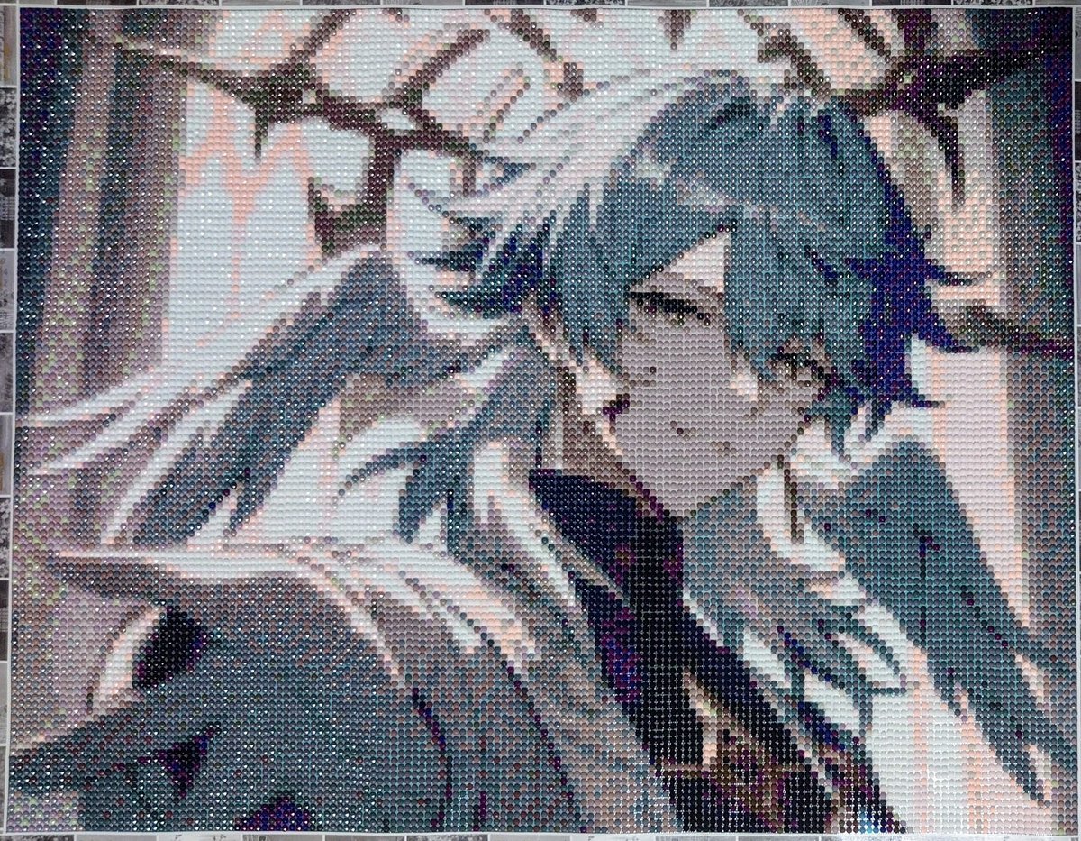 you_da_1020's tweet photo. ～57作品目 完成～
最近ハマってるゲームのキャラ物。
耳裏から小さい羽生えてるのも、面がいいのに返り血で不穏なのとっても良き…!!

 #ダイヤモンドアート
 #完成 https://t.co/Pe3KXwBu7L