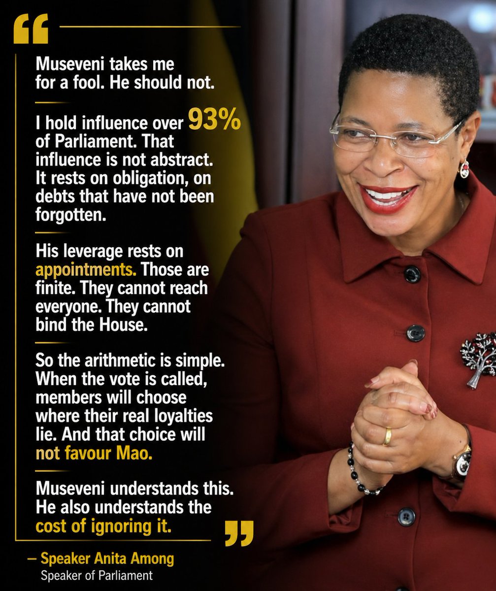 Her opponents are trying to set her up against President Museveni. She does not have the audacity to write such.