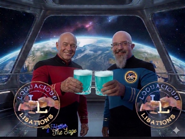 SageonLL's tweet image. Set a course for Ten Forward w/ Hatter &amp;amp; Sage As a Blue Planet #Cocktail takes center stage. Join our livestream 8:30 Tonight,  It will be an adventure in the pale starlight.   From all parts of the galaxy to your favorite glass,  We'll shake this one up with a touch of class.