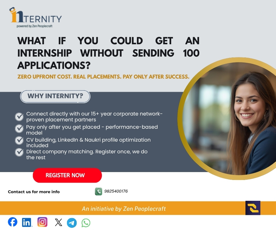 Internity_Zen's tweet photo. 🎓 Students get matched, not lost in a pile 
🏛️ Universities get placement outcomes without the pressure
🏢 Corporates get pre-vetted talent at zero cost
One platform. Three problems solved.
Are you in? 👇 
📲 9825400176 
 
#Internity #Internship #Hiring https://t.co/XiIZDJqeGC
