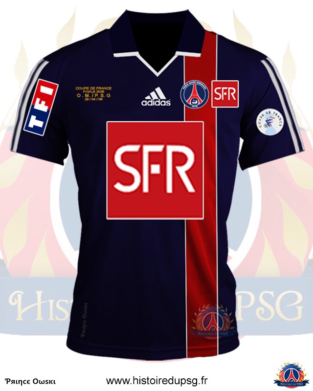 MaillotsPSG's tweet image. Maillot du jour :

Il y a 20 ans, le #PSG privait l’om d’un trophée en remportant la finale de la Coupe de France avec le maillot Adidas utilisé dans cette compétition pour les campagnes 2004-05 et 2005-06.

1/2