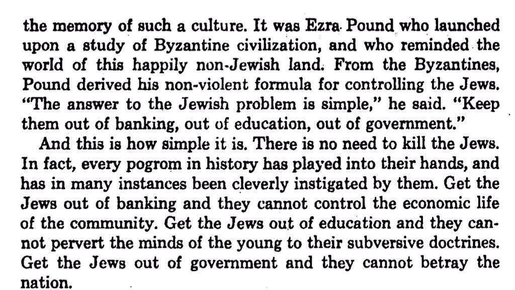 Diarmuid737's tweet photo. @UnityNewsNet #EzraPound had the answer to this Q and the #ByzantineSolution to the #JewishQuestion
#EpsteinList
#AnglicanJewishAlliance
#BalfourDeclaration
https://t.co/hL925RMvvs
—
#EzraPound
#PaulRassinier
#HarryElmerBarnes
#AustinApp https://t.co/1knbQT7gQz