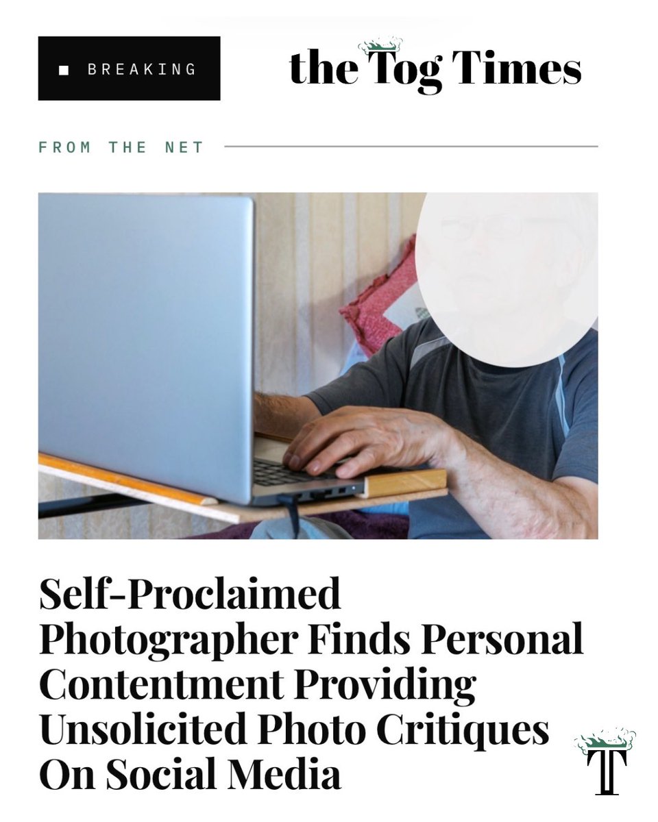 “Being a brain surgeon would probably be easier for you”
•••

NEW ISSUE!
thetogtimes.com/togtimesarticl…

FRONT PAGE: TheTogTimes.com

Subscribe while you’re there: thetogtimes.com/subscribe

#photography #satirenews #socialmedia #harshcritique