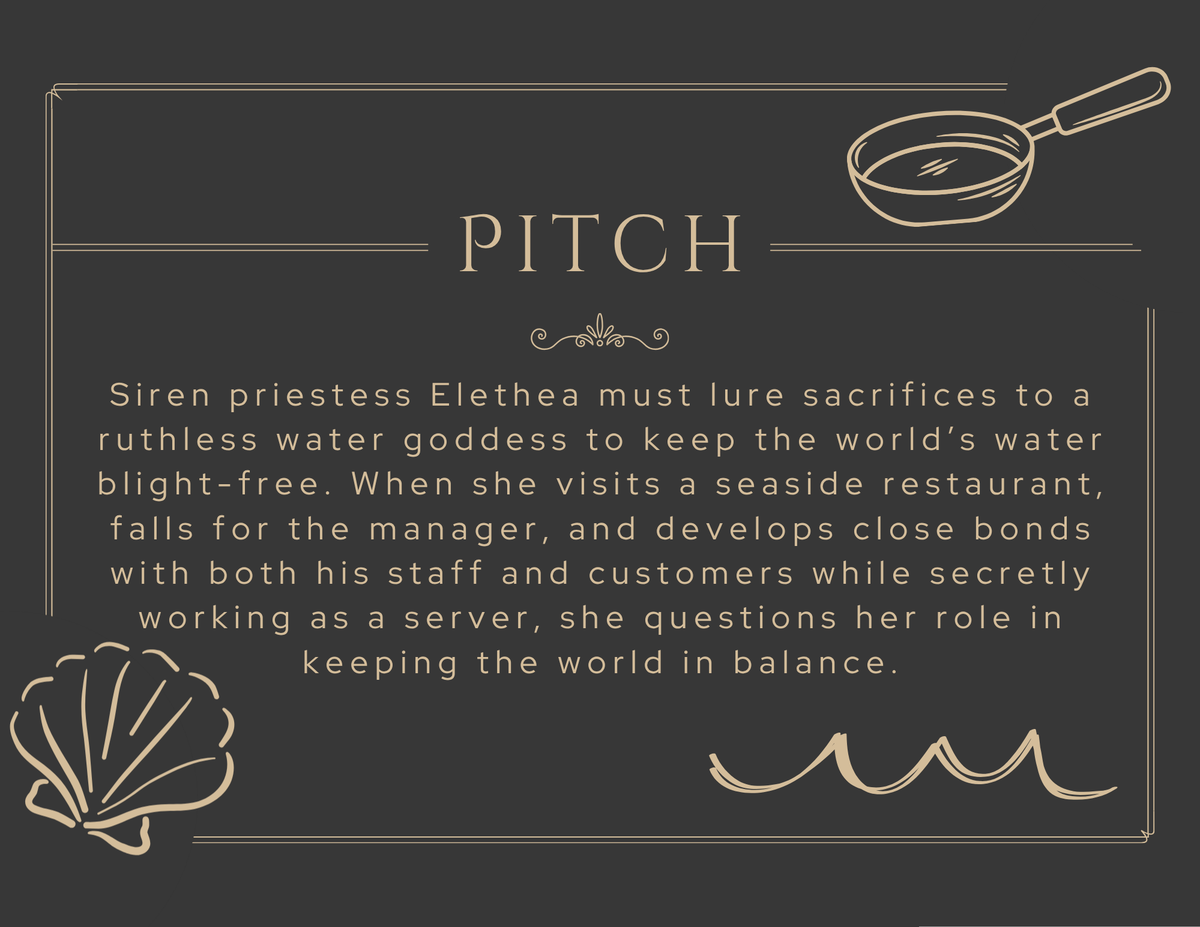 JenniferDoede's tweet photo. Siren Elethea must lure sacrifices to a ruthless goddess to keep the waters blight-free. When she visits a restaurant, falls for the manager &amp; develops bonds w/ his staff while secretly working as a server, she questions her role in keeping the world in balance. #Quespit #A #F #Q https://t.co/OiWbBLhSmJ