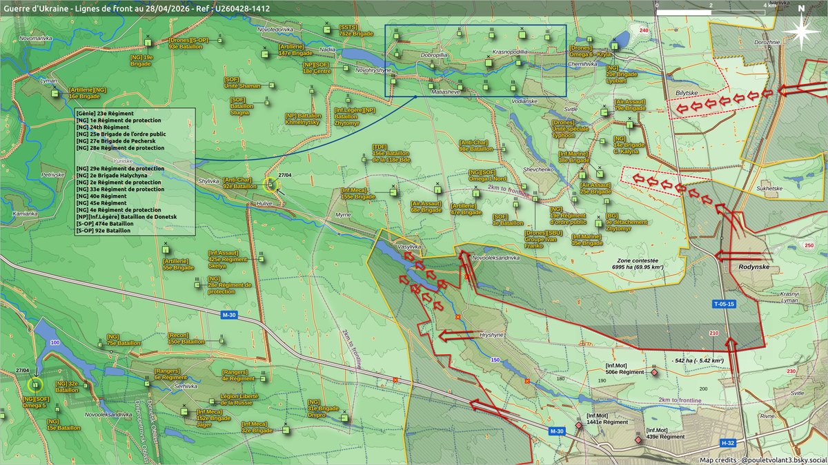 Pouletvolant3's tweet image. Guerre d'Ukraine | 28/04/26

Secteurs :
🌐 Pokrovsk-Rodynske-Hryshyne🔹U260428-1412

#UkraineRussianWar #GuerreEnUkraine