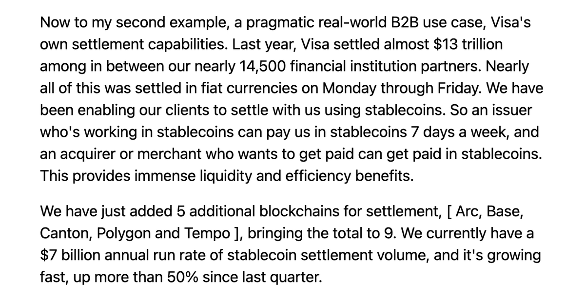 0xPolygon's tweet photo. Straight from the Q2 2026 Visa Earnings Call.

Polygon is now a supported chain for client stablecoin settlement. https://t.co/JEfaGqgJcR