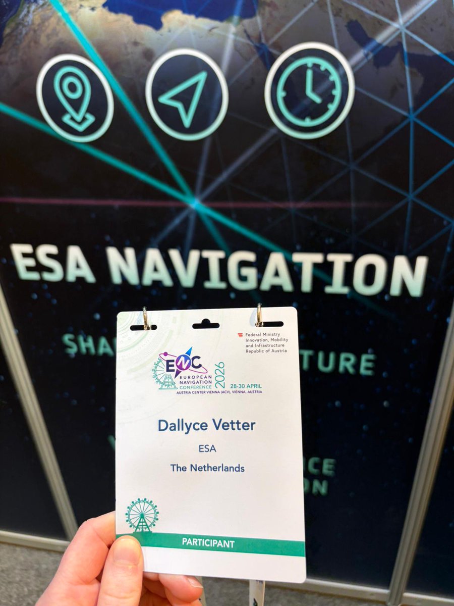 ejrquartz's tweet image. 📍 Our Dallyce has touched down in Vienna for the European Navigation Conference 2026.🎤
🌐 As an editor for @esa's #Navigation Directorate, she is providing social media coverage, helping at the ESA Navigation booth and networking to get fresh ideas.🛰️ Take a look! 👀
#ENC2026