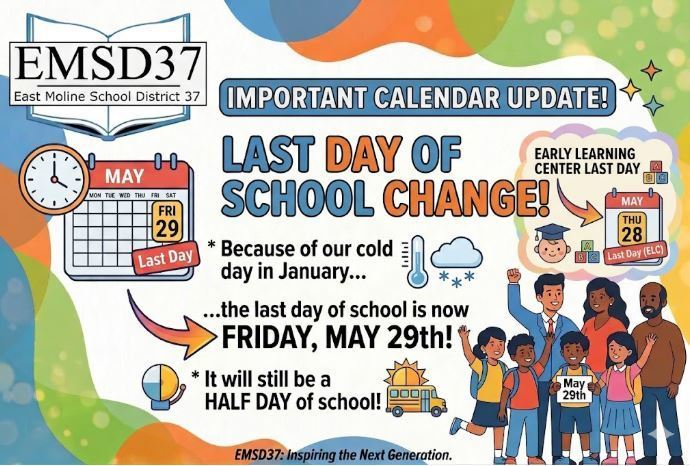 EMSD37's tweet photo. EMSD's last day of school is Friday, May 29th. It is also an early dismissal day. https://t.co/JlmbagoIVO