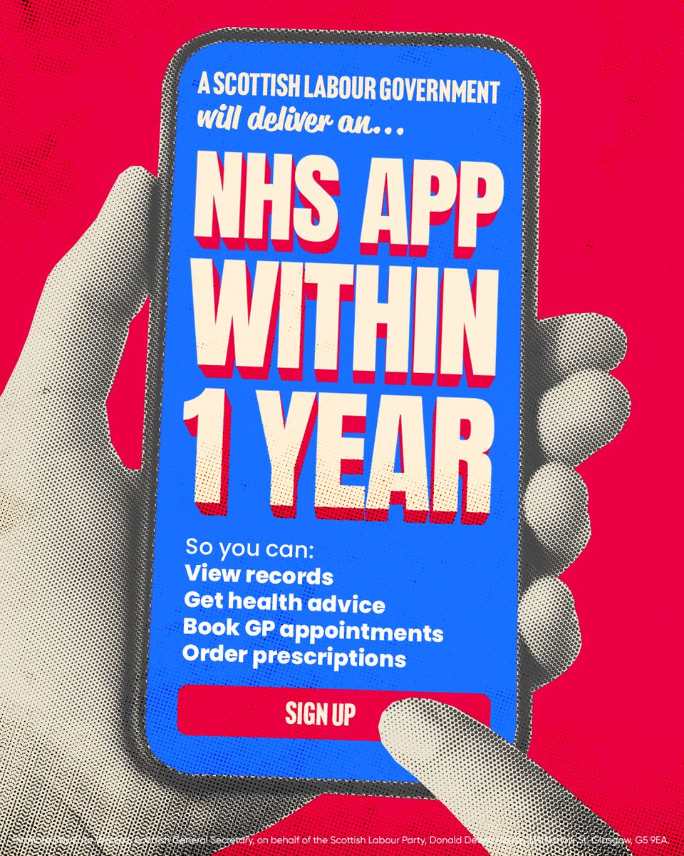 ScottishLabour's tweet photo. Scottish Labour will make our NHS fit for the future with an NHS app.

Faster appointments, easier access, and there when you need it. https://t.co/RTURVAPrRb