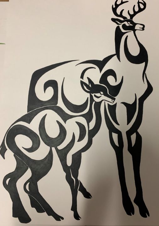 wiggytek's tweet photo. Art of the Day! "Mother Deer and Baby Deer". Buy at: https://t.co/gf1M9iQPBr https://t.co/J2rgy2GAc2