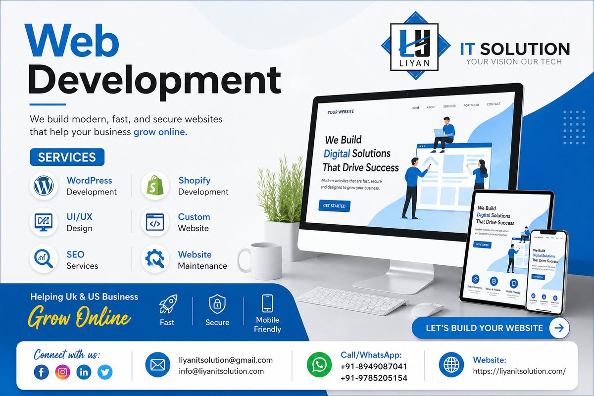 LiyanitSolution's tweet image. 🚀 Build fast, secure &amp;amp; modern websites with @LiyanitSolution . From WordPress to Shopify &amp;amp; custom development—we help your business grow online.

📩 Get started today!
🌐 liyanitsolution.com

#WebDevelopment #WordPress #Shopify #DigitalGrowth #BusinessGrowth #GrowOnline