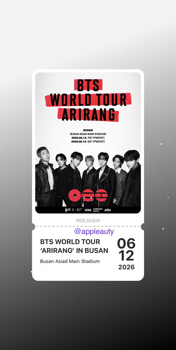 ผมจะร้องไห้ กดได้เองครั้งแรก 😭😭
เป็นรอบที่ไม่จ้างร้านกดเลย 🥺

#BTS_WORLDTOUR_ARIRANG 
#BTS_WORLDTOUR_ARIRANG_BUSAN