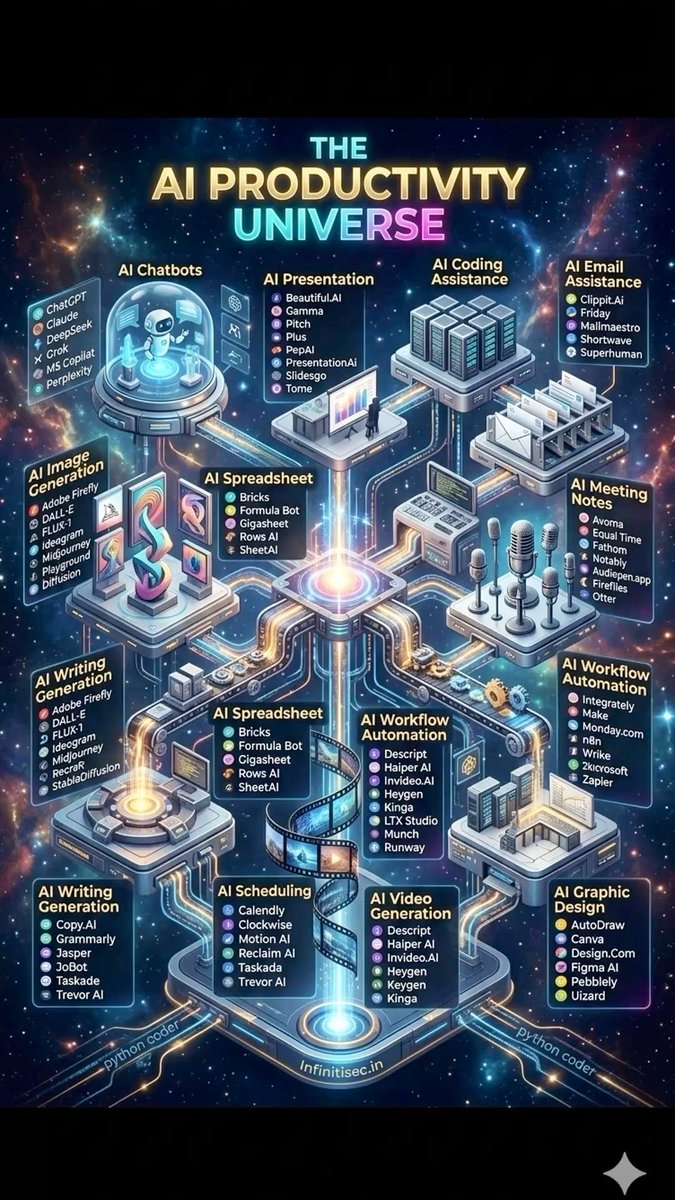 Khulood_Almani's tweet image. 🚨🤖#AI advantage is no longer in the tools.
🤖 لم تعد الميزة في #الذكاء_الاصطناعي مرتبطة بالأدوات نفسها!

Most people are using 2–3 AI tools➡️ But that’s not where the real advantage is.

→ In isolation
→ Without structure

While the real transformation is happening at the