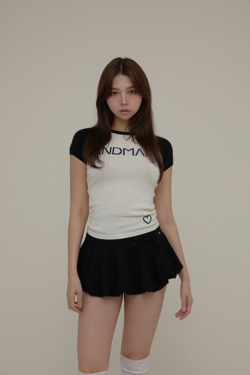 andmary トップス Mary logo knit tops color ivory/beige ¥7700-tax in 胸元のロゴと