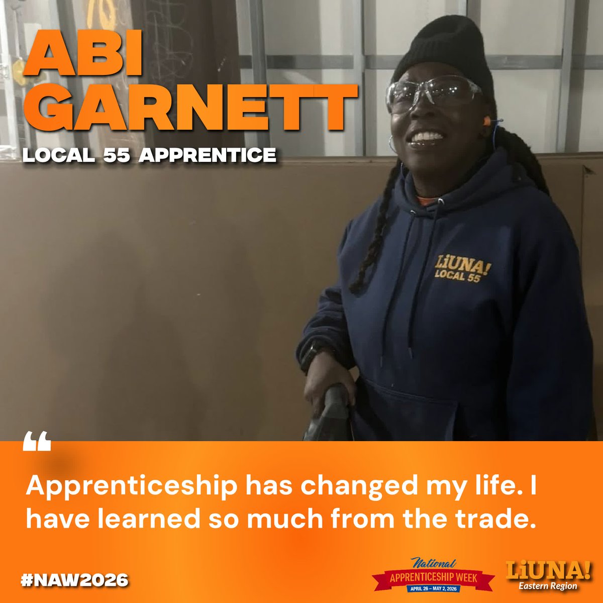 trainliunanjde's tweet image. 💪 It's #NAW2026!

Meet Abi Garnett, a @LiUNALocal55 #Apprentice.

"@LIUNA means the world to me. It has helped me change my life.

"We are now a link that can't be broken.

"My favorite experience is the RISE program b/c it has helped me to be more active and a better person."