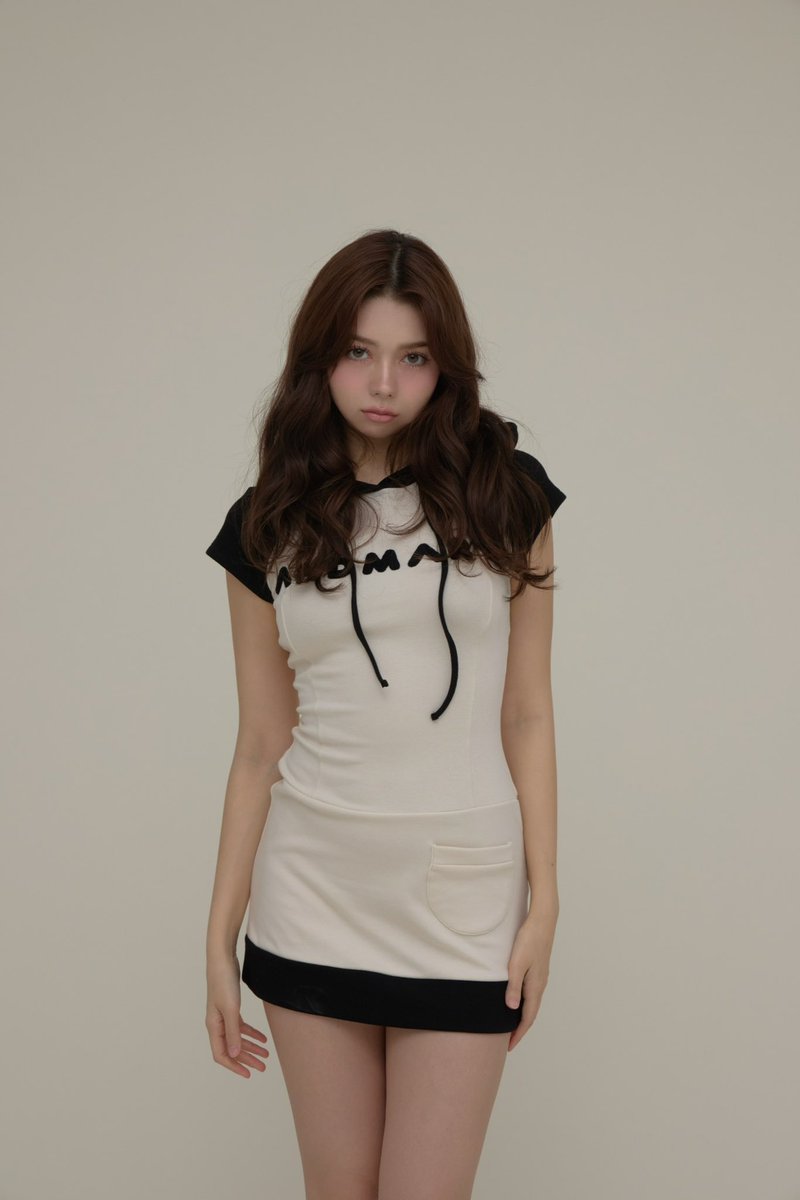 Mary logo mini dress color gray/black ¥14300-tax in デザインは