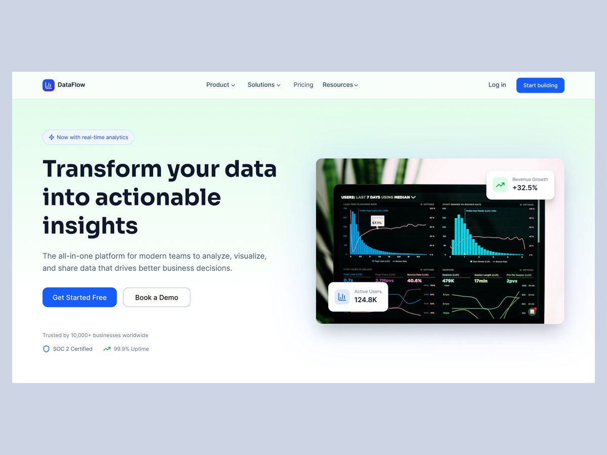 limon3130's tweet image. Data Analytics SaaS Hero Section

Open to feedback, what would you improve here? 🫴 

#saas #b2b #herosection #landingpage #webdesign #uidesign #uxdesign #dashboard #analytics #datavisualization #modernui #productdesign