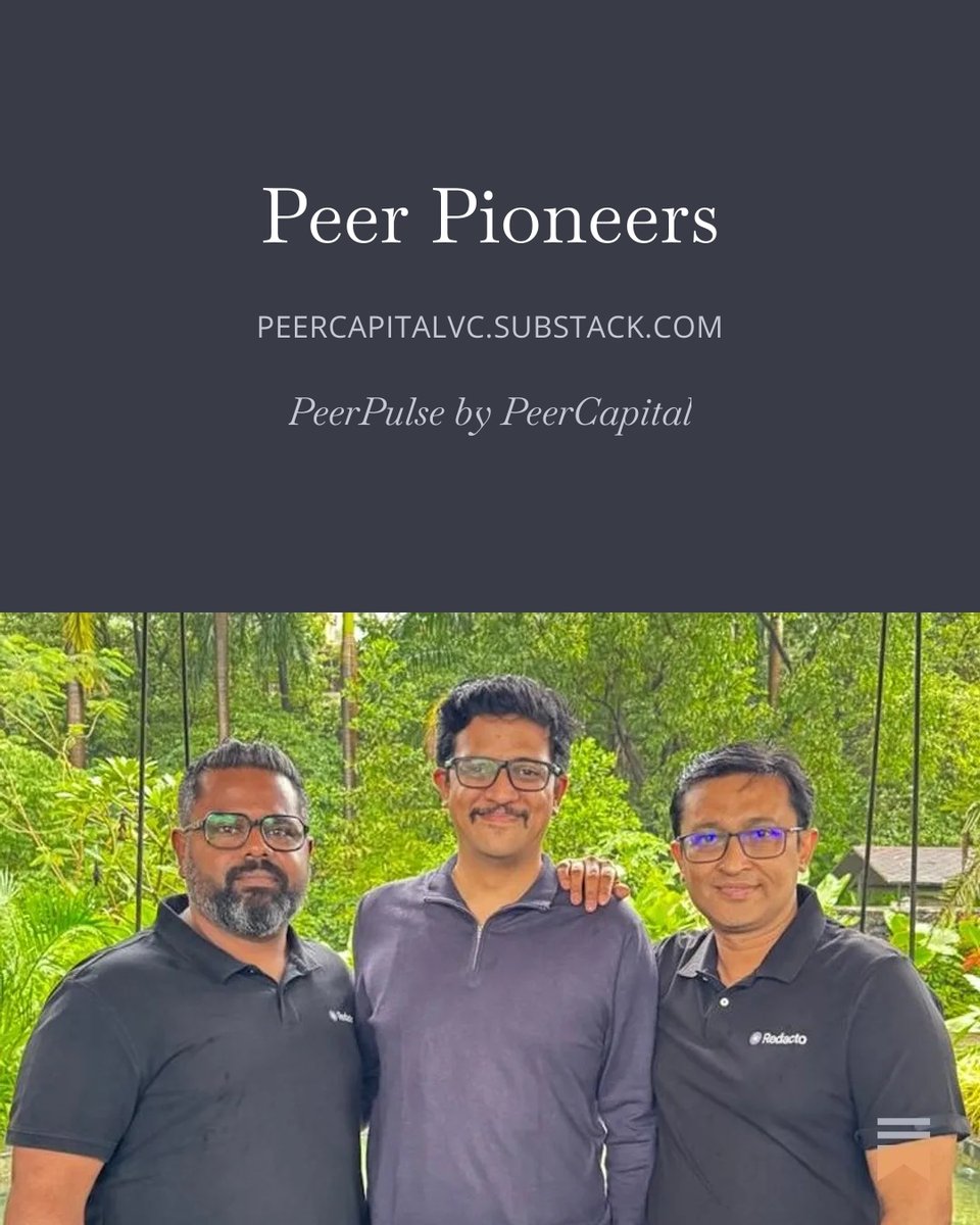 PeerCapital_VC's tweet photo. We started a new series - Peer Pioneers, focused on portfolio founders - to share behind-the-scene stories that define the teams - the vision that unites them and the challenges that excite them. Here’s the first one on Amit, Shashank and Vaibhav, the team behind Redacto. https://t.co/PguPrFFXwL