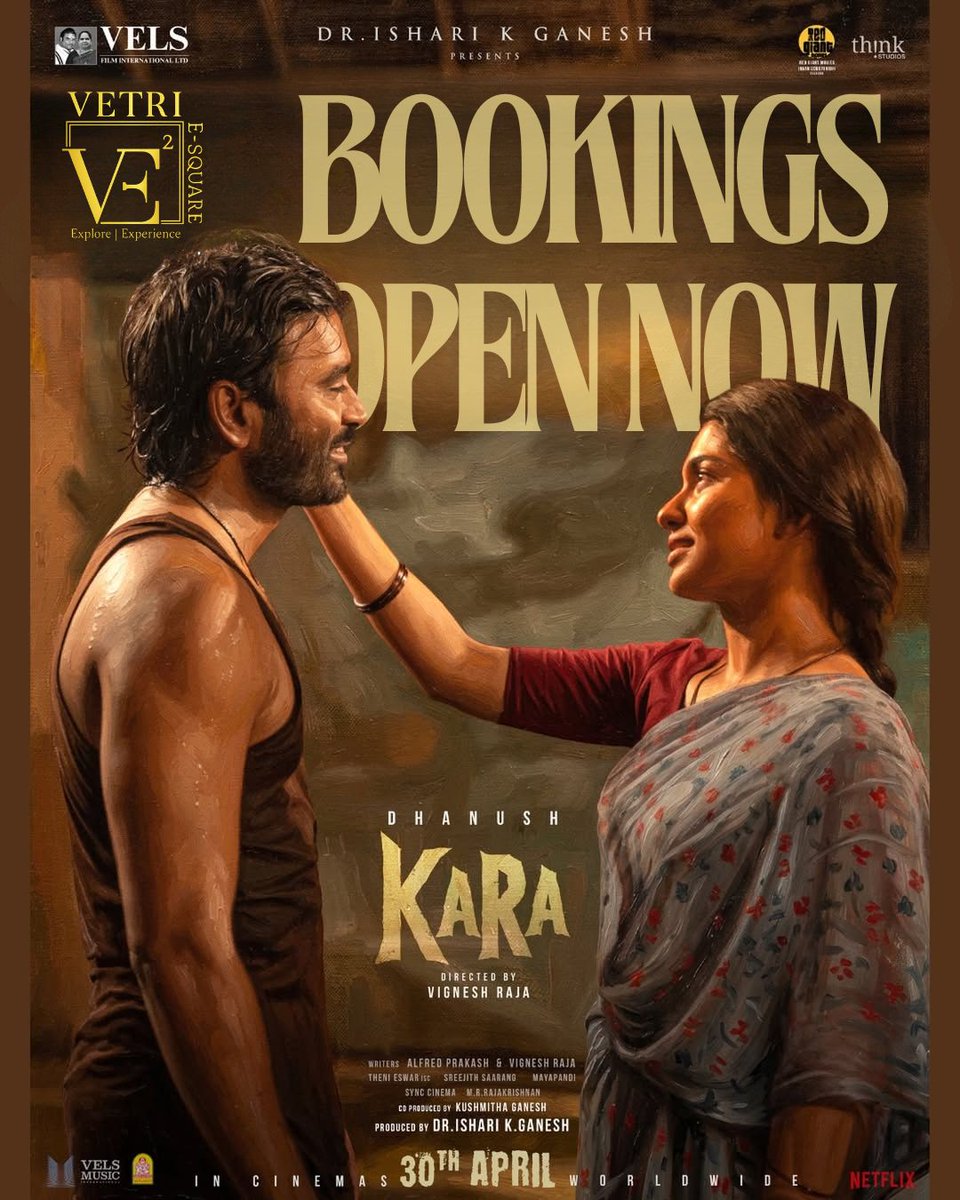 vetriesquare's tweet image. 🎬 BOOKINGS OPEN NOW! 🎟️🔥#KARA #Dhanush

Don’t miss the magic, emotion &amp;amp; power of KARA on the big screen!
Book your tickets today and be part of this unforgettable journey ❤️✨
In cinemas worldwide from April 30 🌍

  #BookNow @district_india @TicketNew