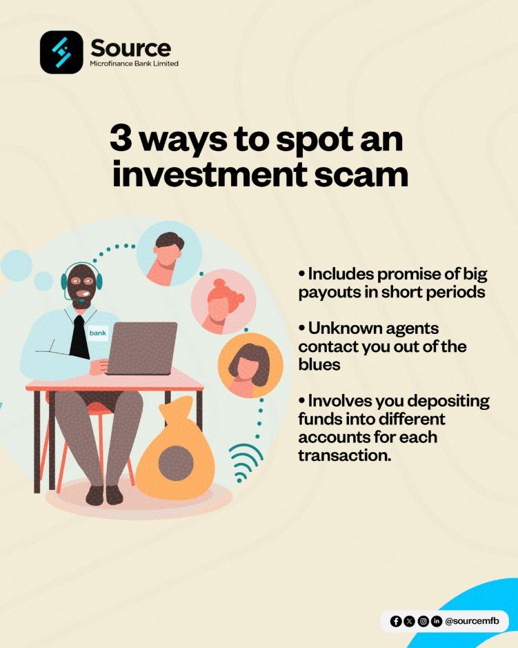 SourceMFB's tweet photo. Not every “opportunity” is what it seems. 

Scams often sound exciting at first, fast money, easy steps, urgent pressure. But when you slow down and pay attention, the signs are usually there. 

Take a moment. Ask questions. Do your checks.

#sourcemfb https://t.co/qVWGf4cYA9