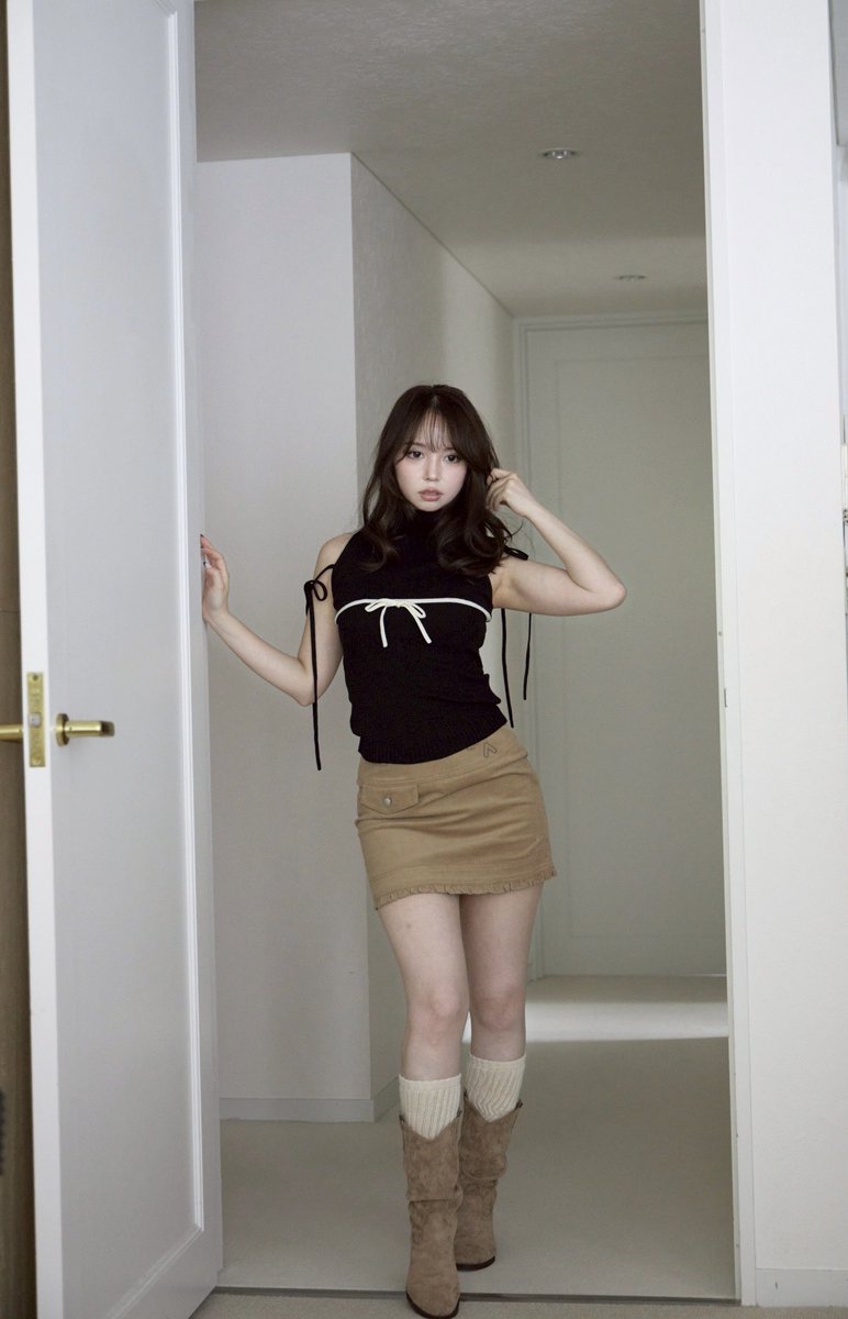 【ANDMARY】 adele ribbon tank Adele ribbon tank color gray/black ¥8800-tax in 袖に垂れるリボンや