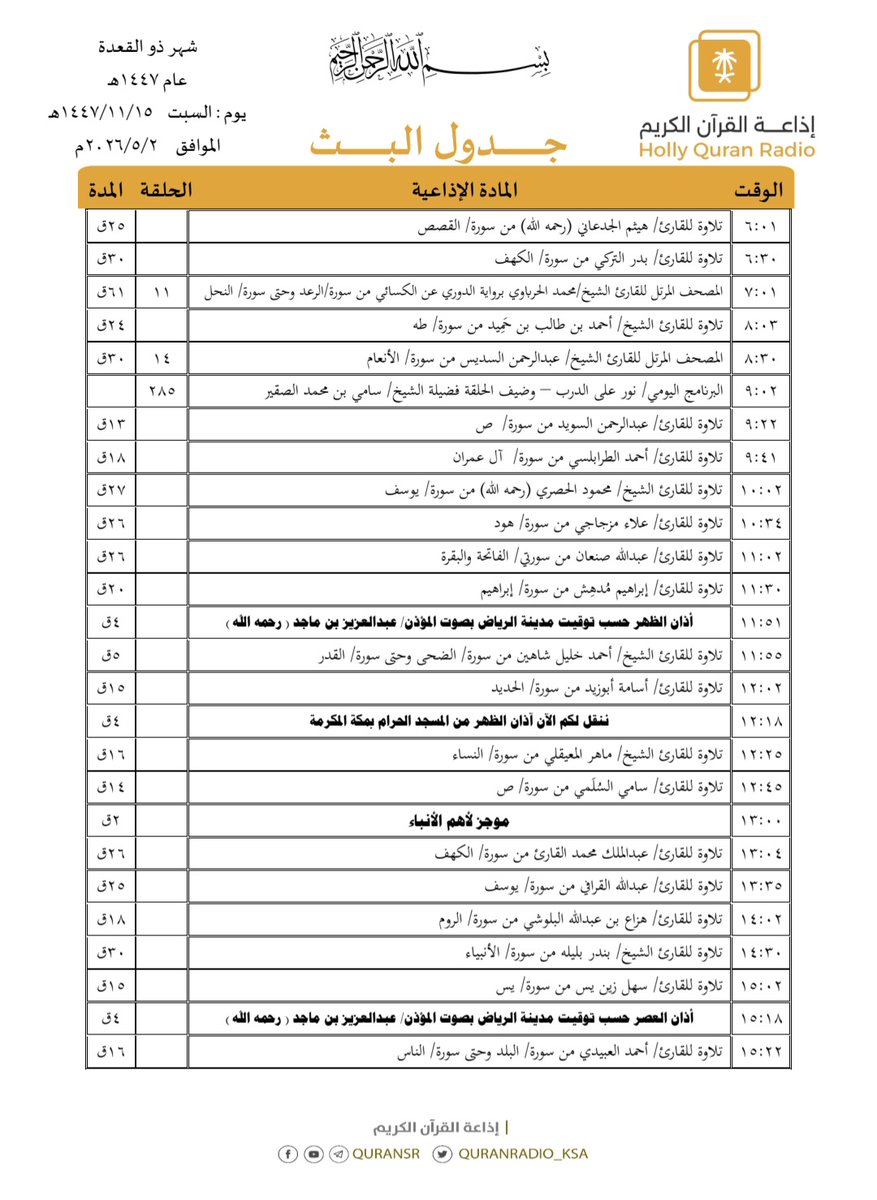 إذاعة القرآن الكريم tweet media