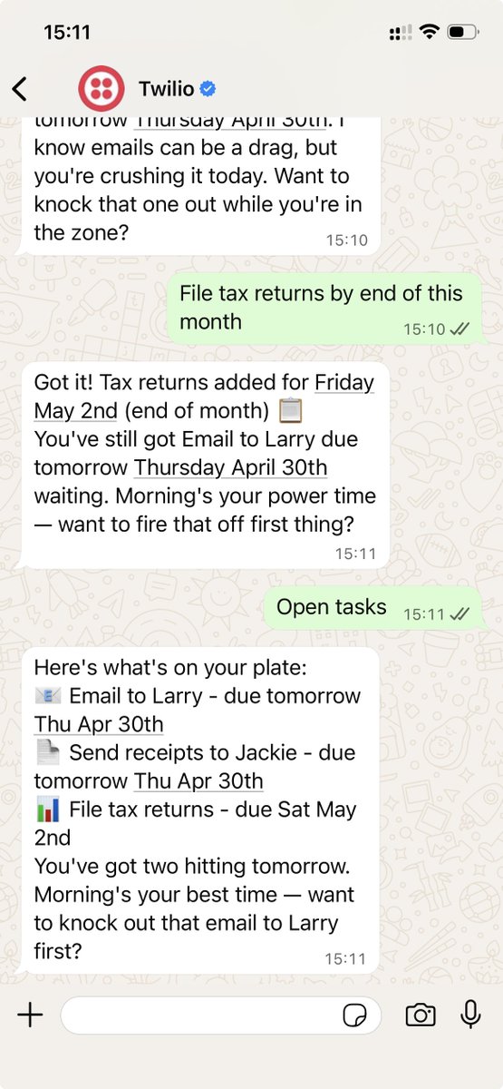 vidsag10's tweet photo. ok! waitlist set up. starting build now. I am told that registering for whatsapp api is a pain. read it is necessary to have a registered company for the api rtegistration? what if it is a side project? for now played with Twilio and this came up cool https://t.co/o7xklj5cyu
