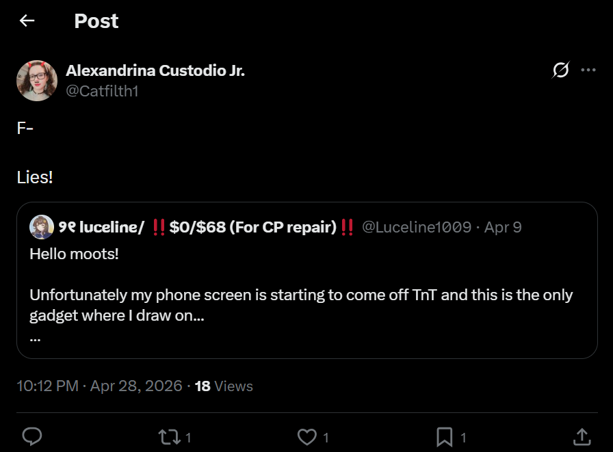 Luceline1009's tweet image. YOO Clip that chat, clip that 

Not my fault my phone's battery decided to inflate, but you do you Alexandrina..

Anyways, my Vgen link is in bio! be sure to check it out!

#Vgencomm #artmoots #Vgen
