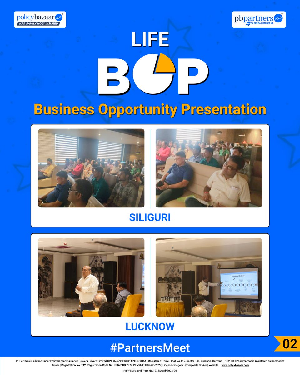 PBPartners_Ofcl's tweet image. We took our #LifeInsurance BOP Partners Meet across 19 cities, strengthening our mission to empower aspiring entrepreneurs nationwide.

With seamless onboarding and engaging sessions, every partner got a strong start with #PBPartners.