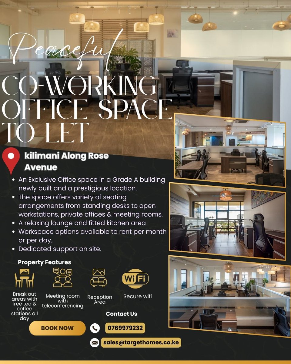 targethomesltd2's tweet image. Looking for a temporary Office? We've got you covered. #realestatekenya