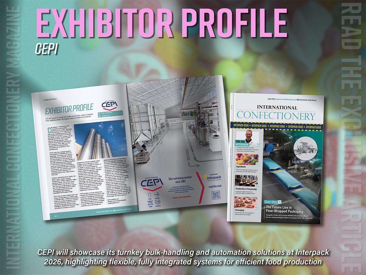 InConfectionery's tweet image. cepisilos will showcase its turnkey bulk-handling and automation solutions at interpack 2026, highlighting flexible, fully integrated systems for efficient food production - Hall 3 Stand E92 

Read more here: lnkd.in/eWUHYHnp

#Food #Automation #Ingredients @interpack2023