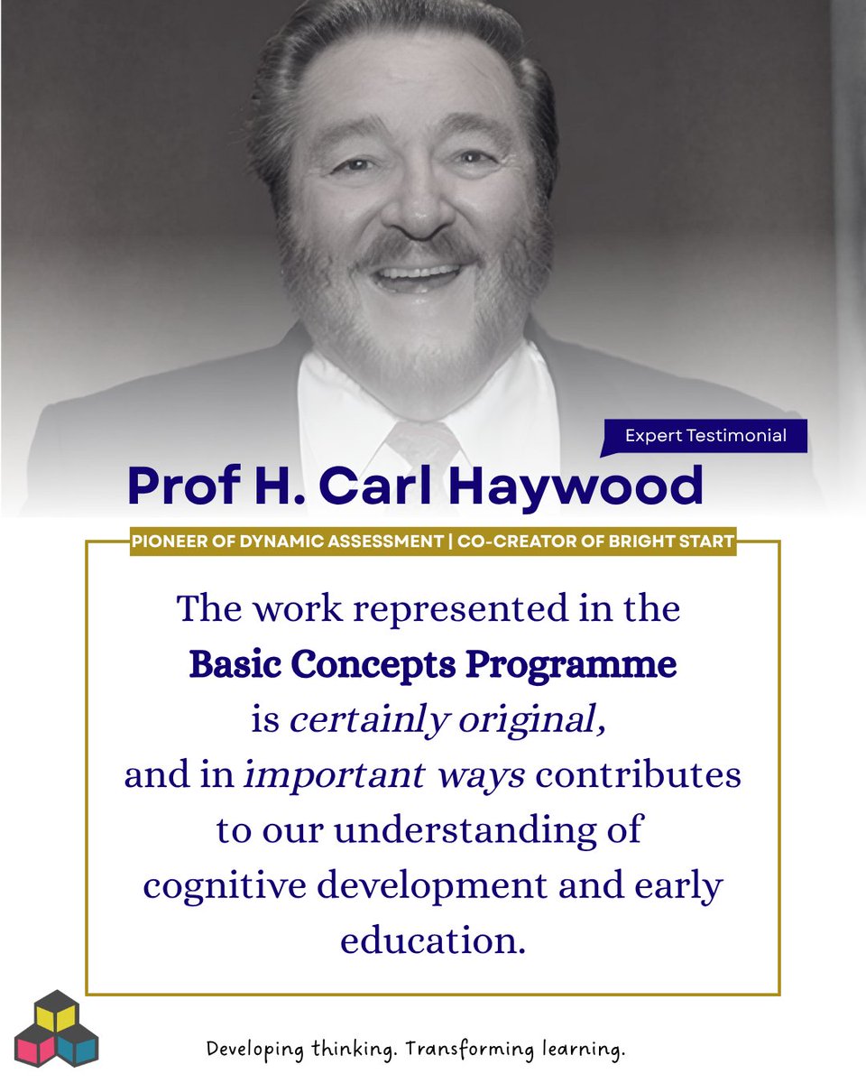 basicconcepts1's tweet photo. "The work represented in the Basic Concepts Programme is certainly original..." — Prof. H. Carl Haywood.
A pioneer of Dynamic Assessment and a global authority on cognitive education, Prof. Haywood’s legacy continues to influence the BCP today. 🧠✨
#CognitiveEducation #Education https://t.co/L4AYr00Zxp