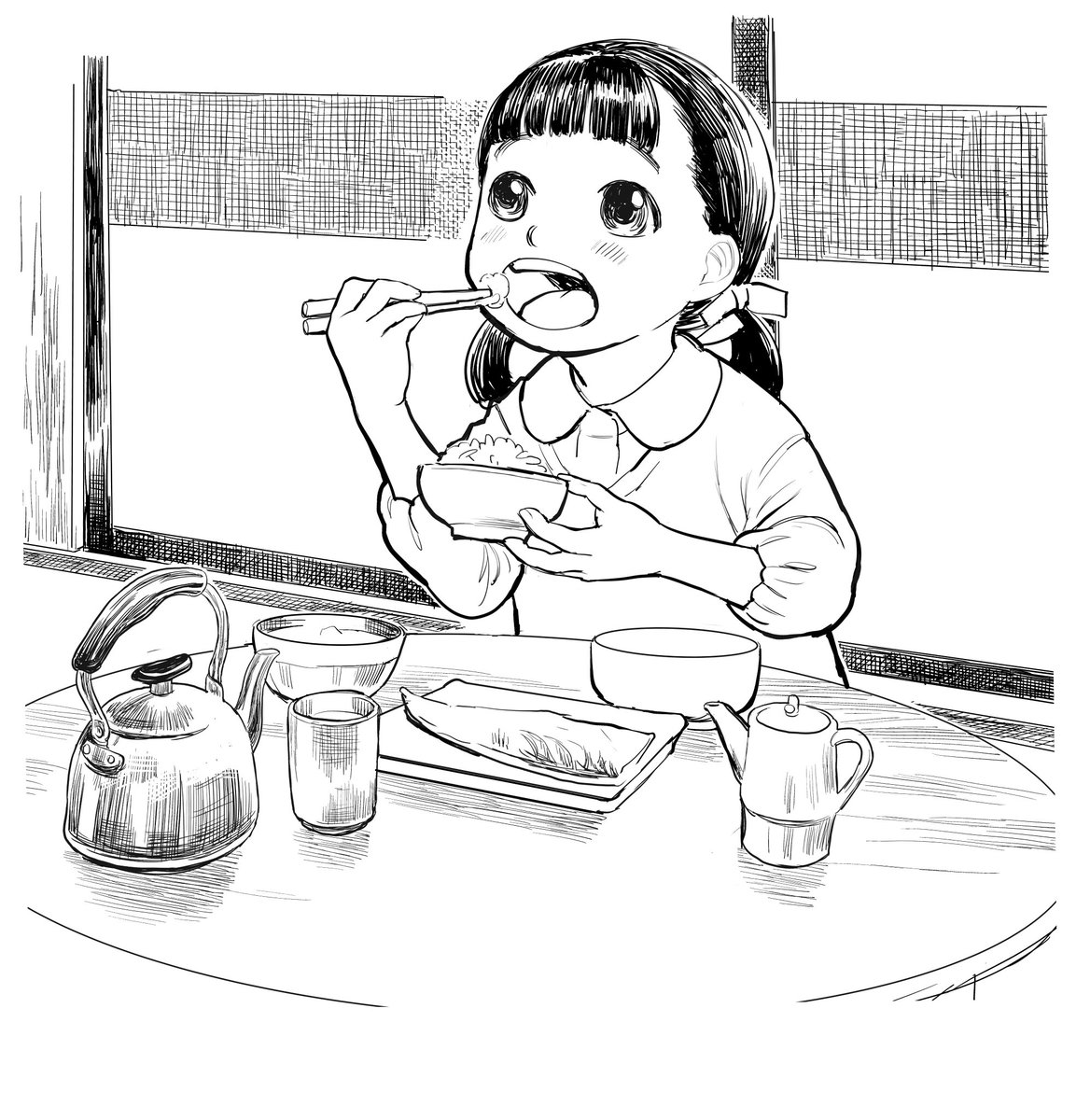 おてんばどんは元気にご飯を食べています 
