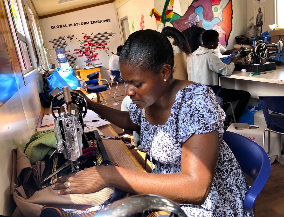 ActionAidZim's tweet photo. From the Vending Table to the Sewing Table!
Lisa, a young mother of two, wants to dress every child in Hopley.
At 31, Lisa Juta is completing a 2-month Dressmaking Training Course under @ActionAidZim's Danish Television Project, in partnership with @VeeMitchelleC https://t.co/RWxfQqh9Zz