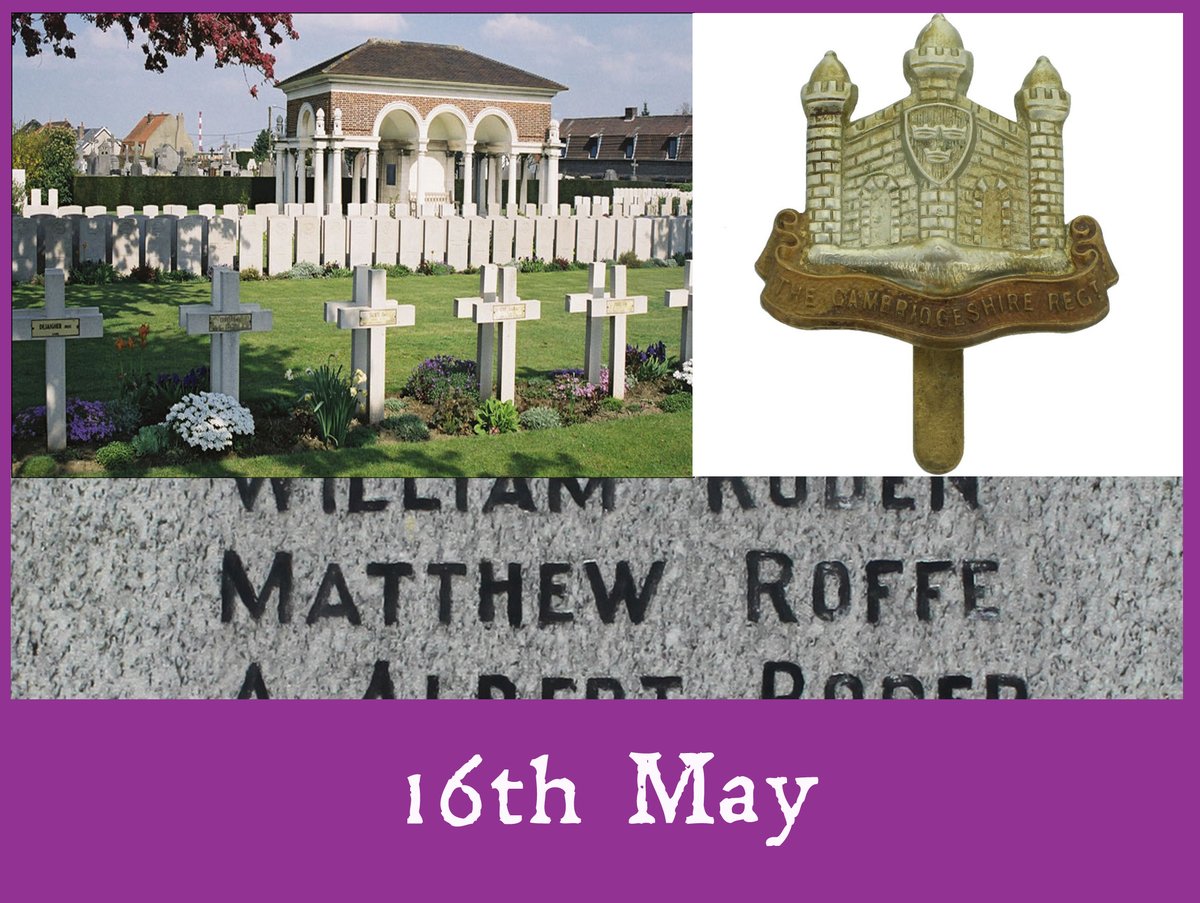 WisbechNow's tweet photo. Remembering Pte Matthew Roffe, 1/1st Cambridgeshire Regiment. Died of wounds on this day in 1916, age 28. Carpenters Arms Yard, Wisbech. Bethune Town Cemetery, France. https://t.co/EG13F3WEgi