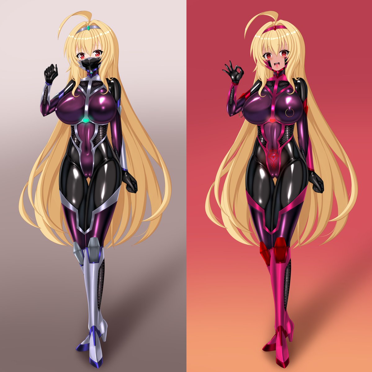 昔描いた悪堕ち前の悪堕ち後の比較絵置いておきますね 