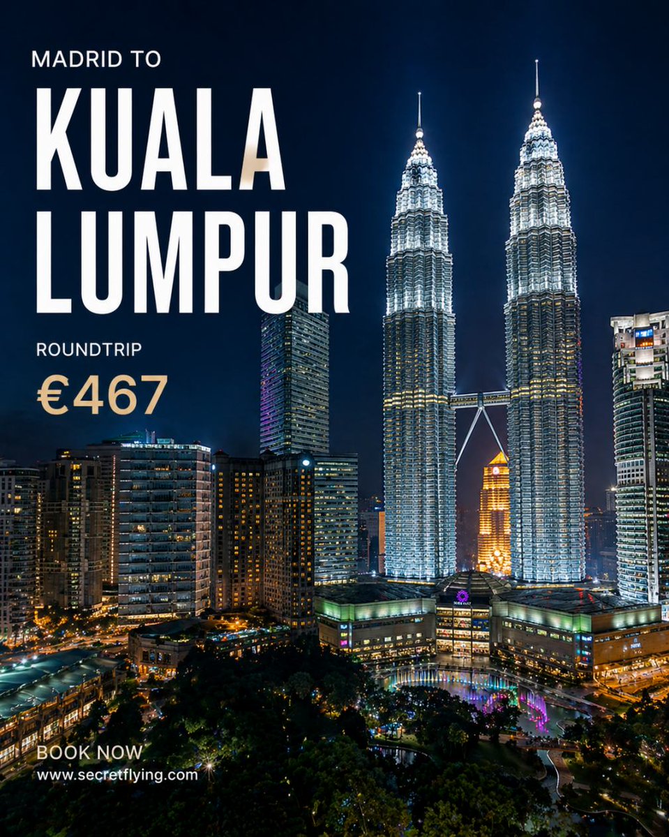 SecretFlying's tweet image. #Madrid, Spain to Kuala Lumpur, Malaysia for only €467 roundtrip #Travel

secretflying.com/posts/madrid-s…