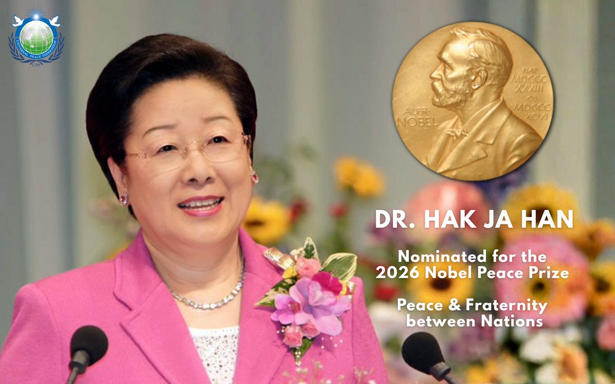 rtmarsh's tweet image. Peace requires more than words. It calls for dialogue, reconciliation and service. A public Nobel Peace Prize nomination for Dr. Hak Ja Han highlights decades of work shaped by those principles. uk.upf.org/hak-ja-han-202…
#Peace #Dialogue #UniversalPeaceFederation #UPF