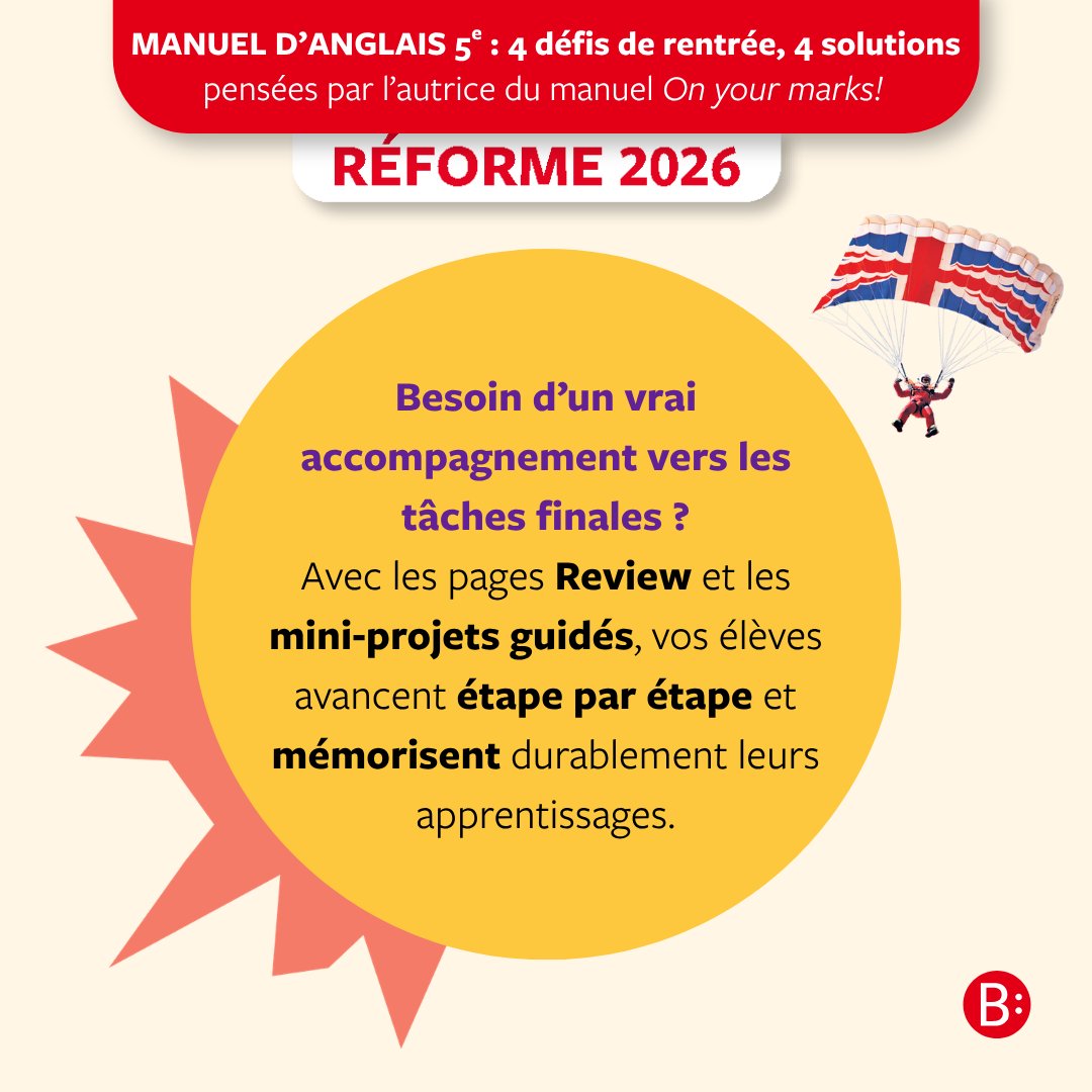 BelinEducation's tweet photo. 📌Réforme 2026 – Anglais 5e📌
4 défis → 4 solutions https://t.co/2R1F6sIXGx https://t.co/OyVXLHIn8w