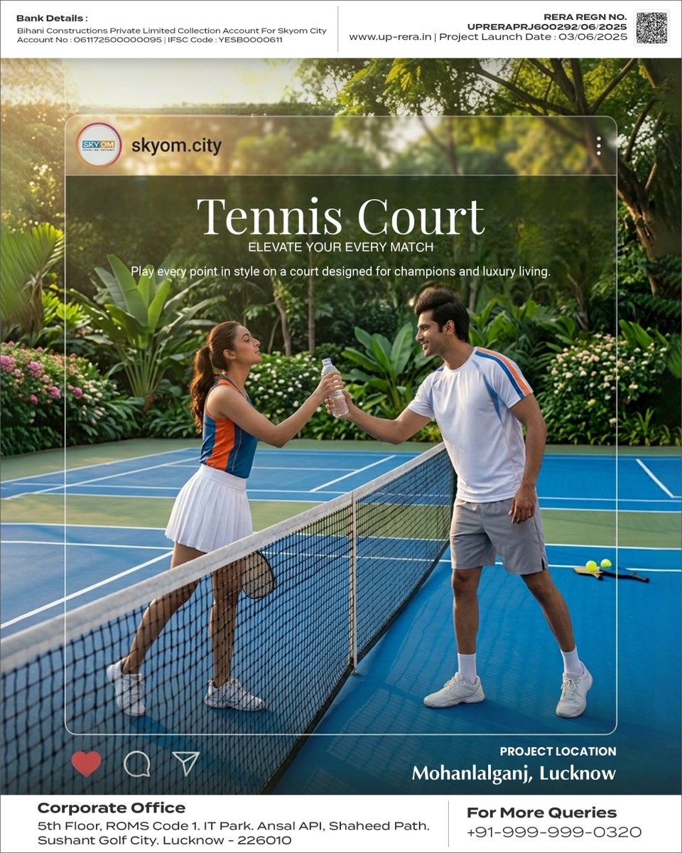 skyom_city's tweet image. Game, set, match! 🎾✨ Elevate your lifestyle and your game at Skyom City.

Experience luxury living paired with world-class sports amenities right here in Mohanlalganj, Lucknow. Ready to play?

#SkyomCity #LucknowRealEstate #TennisLife #LuxuryLiving #Mohanlalganj