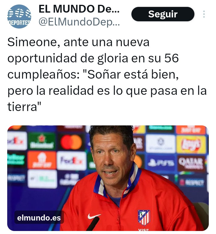 Esta frase la podría decir Simeone a la izquierda española y más en concreto a la madrileña <a href="/EmilioDelgadoOr/">Emilio Delgado</a> <a href="/Monica_Garcia_G/">Mónica García</a> 
Por favor, ofrezcan soluciones realizables a los problemas de la gente y dejen de discutir entre sí, hablan más de ustedes que de lo que hay que hacer.